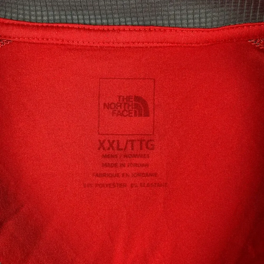 The North Face Mens XXL Red Gray Performance Athletic Shirt Stretch Hiking